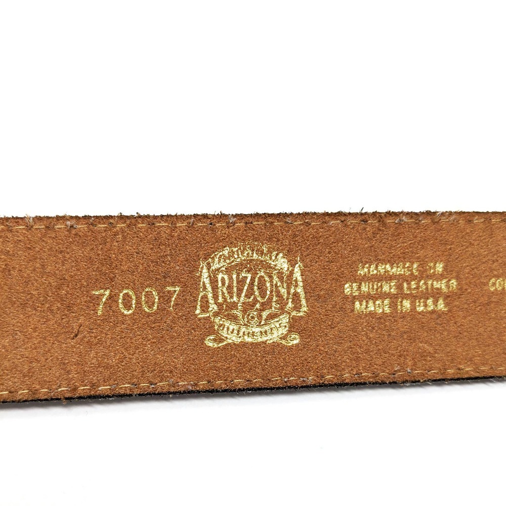 Arizona Belt Mens Large 30-34 Genuine Leather Brown Solid Thick Western USA - Picture 8 of 8
